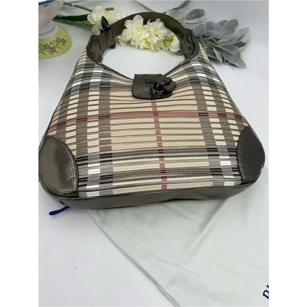 Women's Burberry Brooke hobo Bag canvas check made in Italy pristine condition